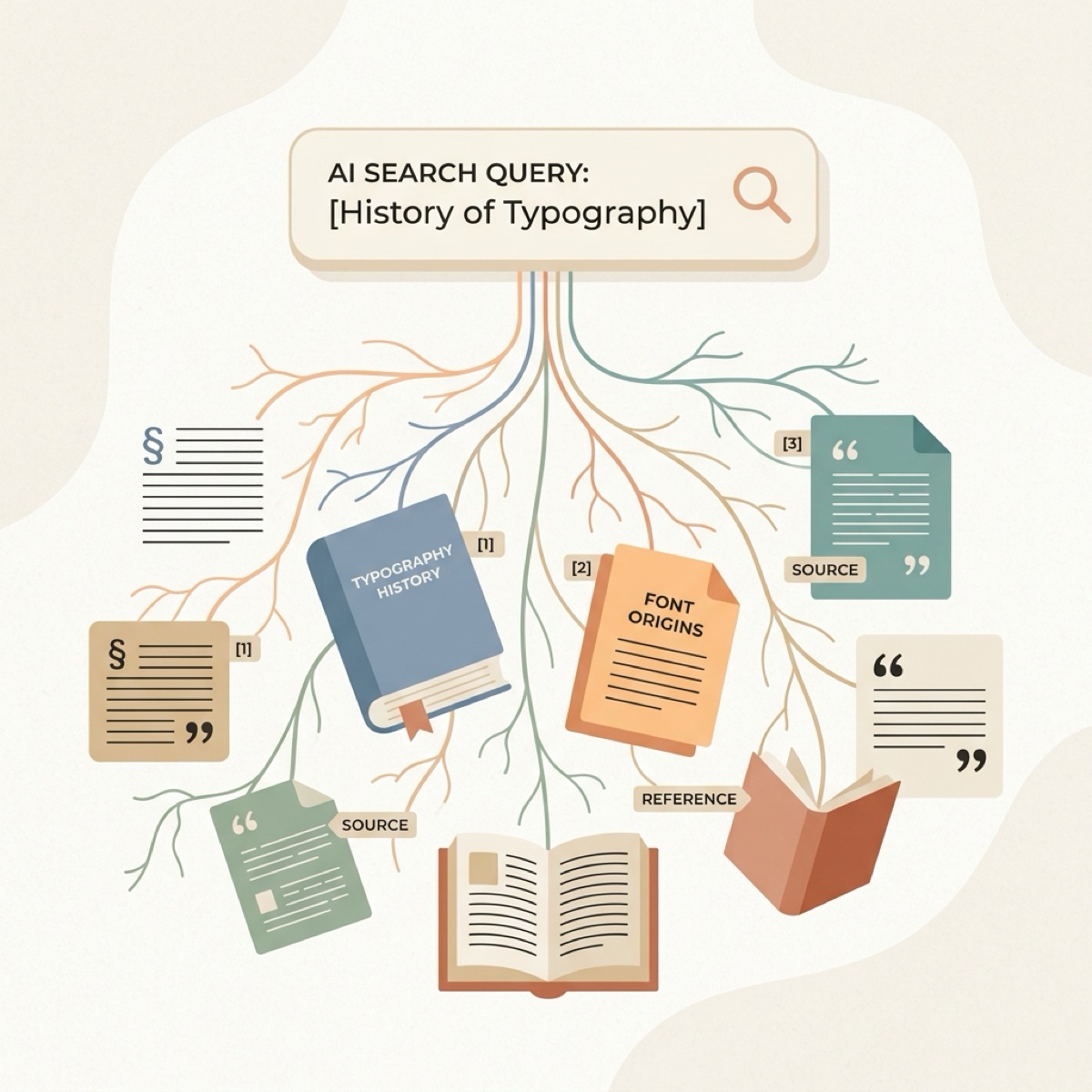 Illustration of content being cited by AI search engines
